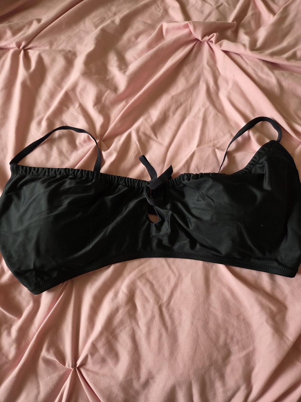 Aerie Black Tie-Front Bikini Top
